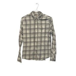 Marine Layer Women's Medium Gray Button Down Long Sleeve Flannel Shirt Plaid EUC